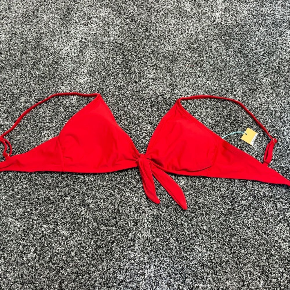 NWT Red Tie-Front Bikini Top size xl